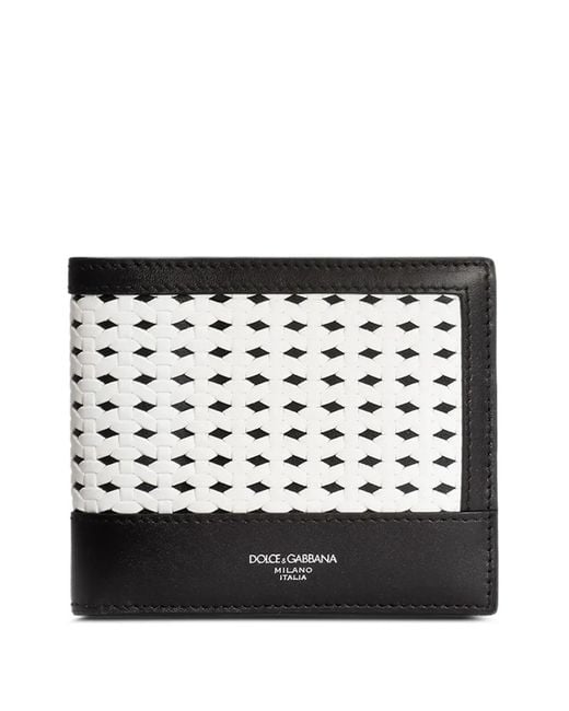 Dolce & Gabbana Black Bi-Fold Woven Wallet for men