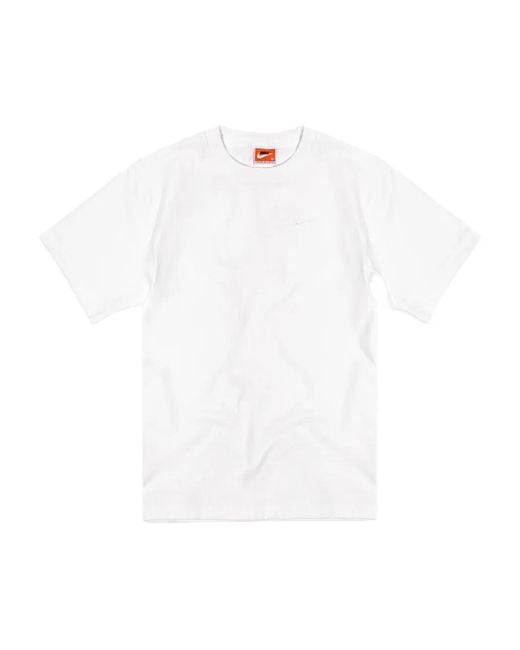 Nike White Embroidered-Logo T-Shirt for men