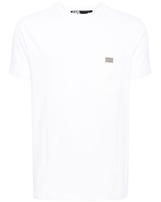 Karl Lagerfeld White Logo-plaque Cotton T-shirt for men