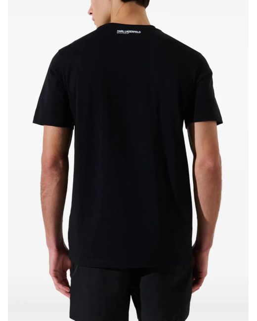 メンズ Karl Lagerfeld ロゴ Tシャツ Black