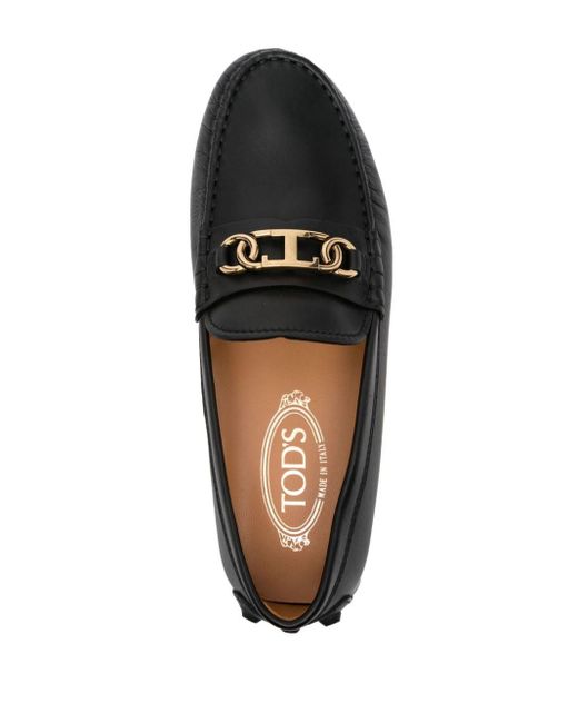 Tod's Black Logo-plaque Loafers