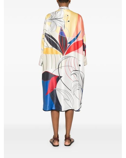 F.R.S For Restless Sleepers White Robe-Chemise Courte À Fleurs