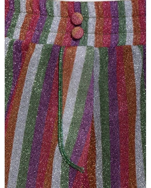 Oseree Red Striped Lurex-Thread Mini Shorts
