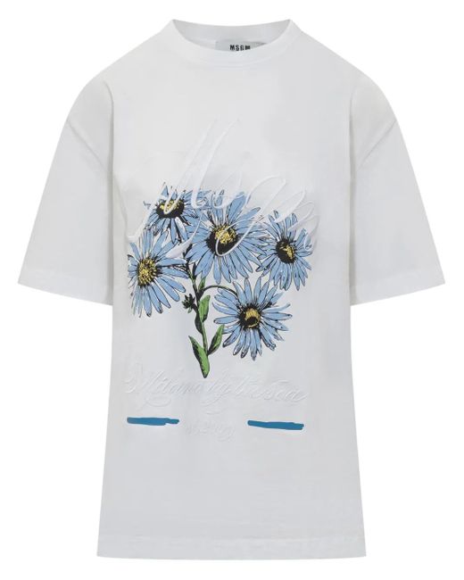 MSGM Blue Printed T-Shirt
