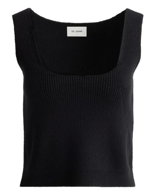 St. John Black Geripptes Tanktop