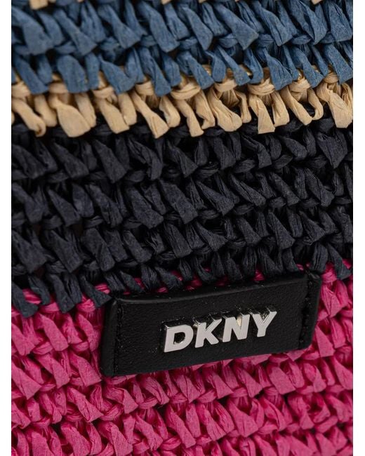 DKNY Pink Paula Striped Woven Shoulder Bag