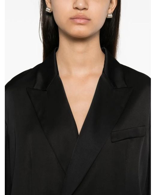 Lutz Huelle Black Hero Double-Breasted Satin-Finish Blazer
