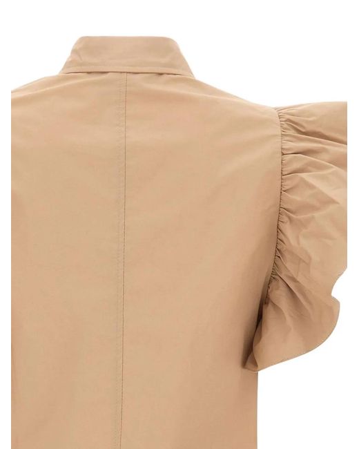 Kaos Natural Ruffled Cropped Shirt