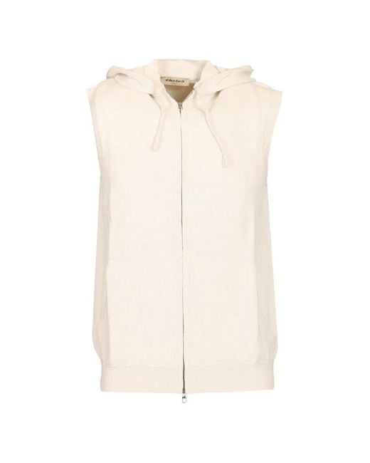 Al Duca D'aosta White Sleeveless Zip-Up Hoodie for men
