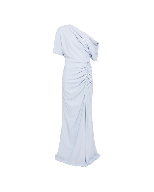 Amsale White Pebble Crepe Slouch Maxi Dress