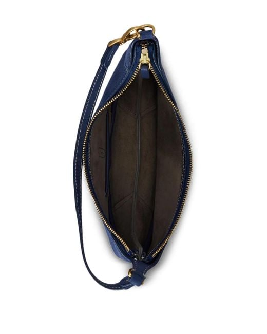 Polo Ralph Lauren Blue Polo ID Crescent Schultertasche aus Wildleder