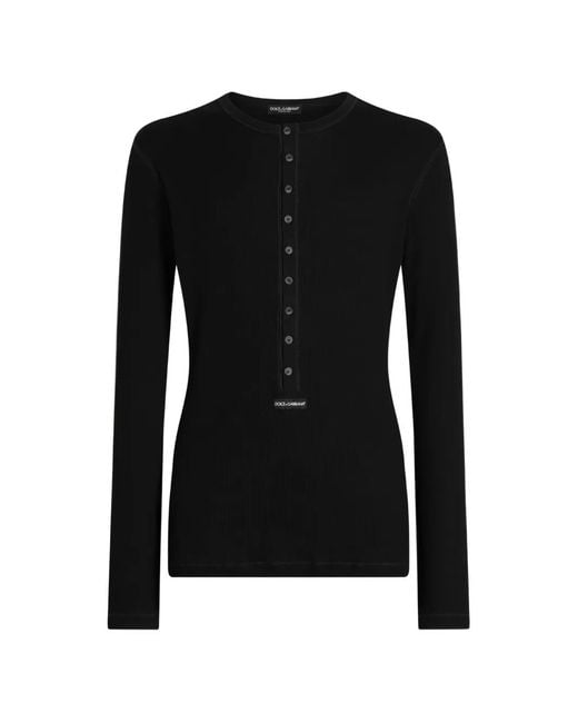 Dolce & Gabbana Black Serafino T-Shirt for men