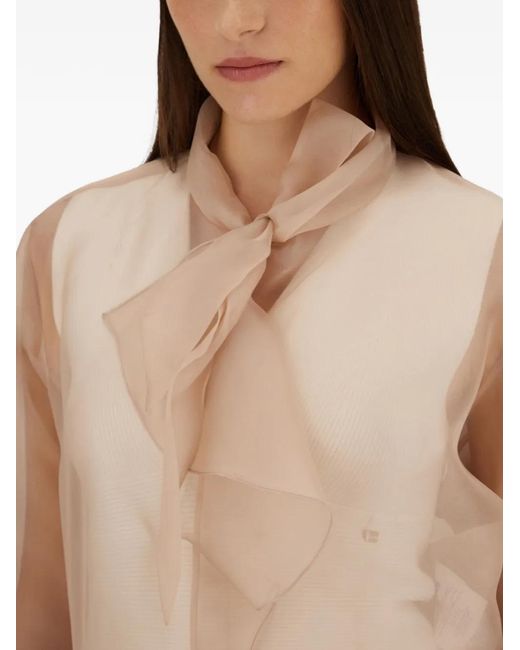 Herno White Pussy-Bow Collar Blouse