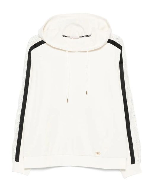 Liu Jo Natural Lace-Insert Hoodie