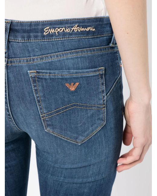 Emporio Armani Blue Embroidered-Logo Jeans