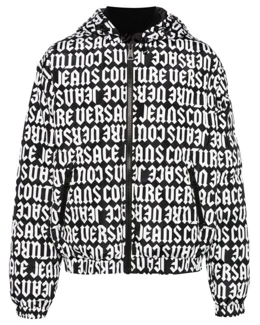 Versace Jeans Couture Black Reversible Hooded Puffer Jacket for men