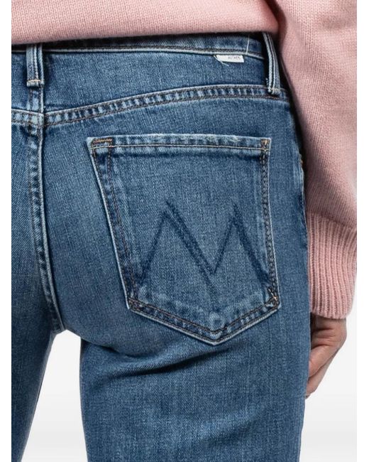 Mother Blue Zip Cropped Jeans