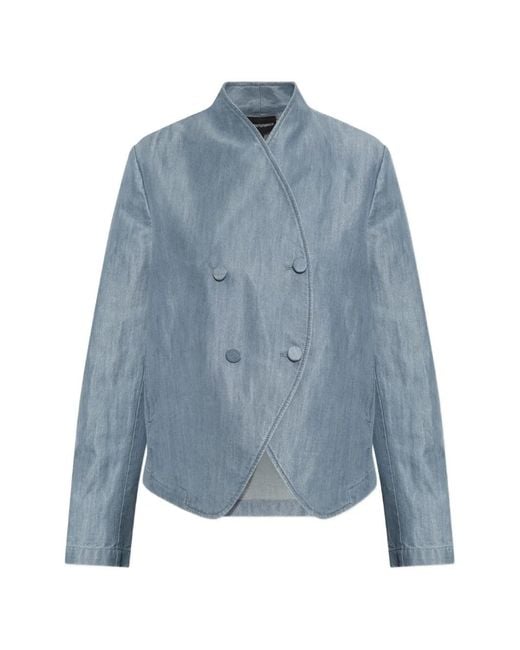 Emporio Armani Blue Double-Breasted Blazer
