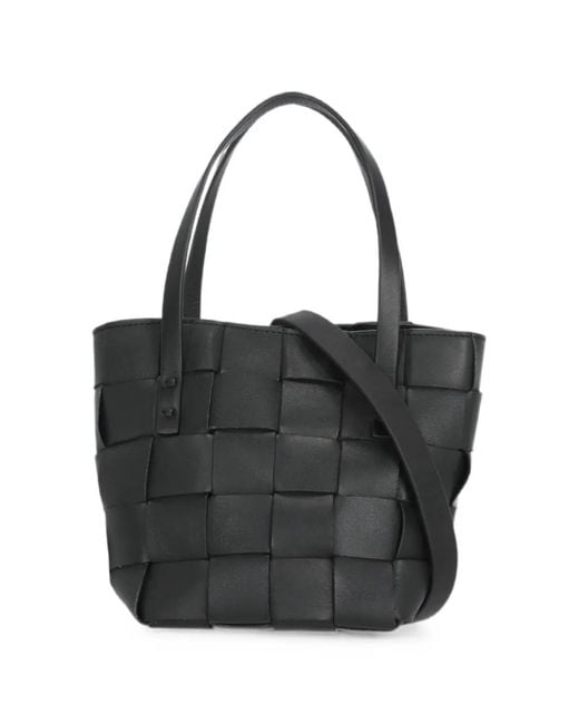 P.A.R.O.S.H. Black Sac Porté Épaule En Cuir À Design Tressé