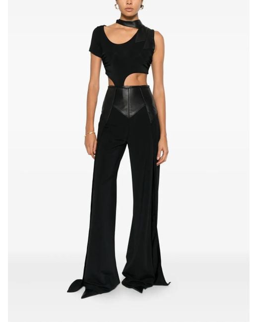 MITILIANE COUTURE Black Leather Insert Top
