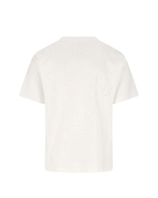 Satisfy White Perforated Logo T-Shirt for men