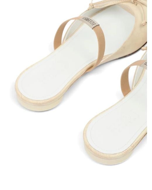 MM6 by Maison Margiela White Bow-Detailed Leather Slingback Shoes