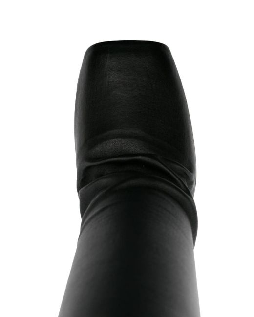 Rick Owens Black Peep-Toe Leather Mid-Calf Boots