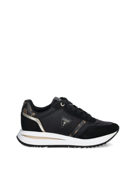 Guess Black Eagar Logo-Print Panelled Sneakers