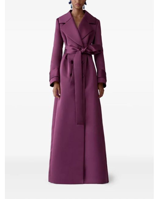 Carolina Herrera Purple Belted Satin Trench Coat