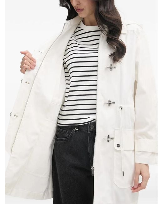 DKNY White Toggle-Fastening Hooded Parka Coat