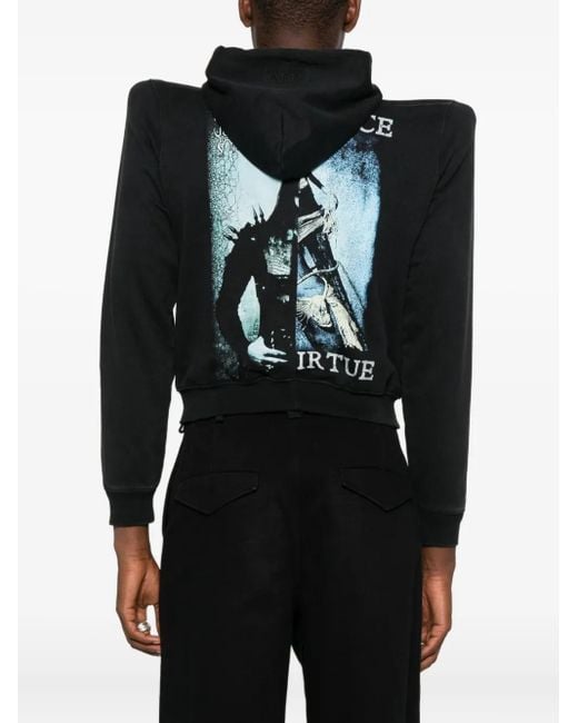 Vetements Black Cof Cut Up Extreme Shoulder Fitted Zip Up Hoodie