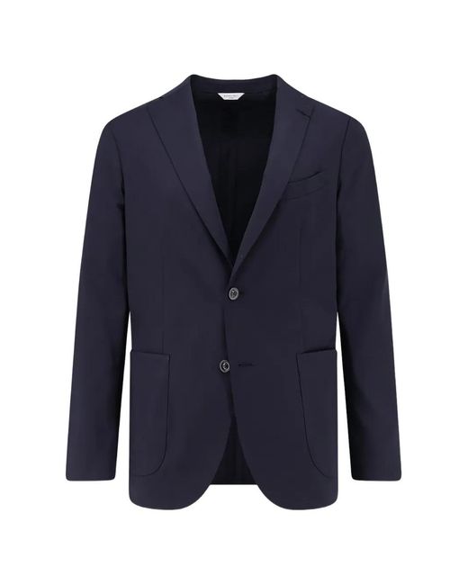Boglioli Blue Peak-Lapel Single-Breasted Blazer for men
