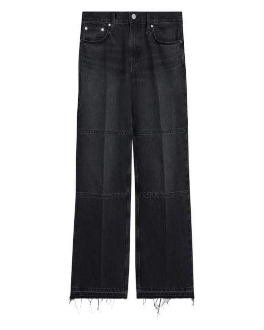 Helmut Lang Black Distressed-Hem Straight Jeans