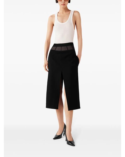 Stella McCartney Blue Front-Slit Midi Skirt