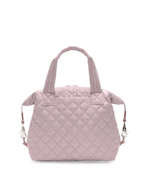 MZ Wallace Pink Small Sutton Deluxe Quilted Tote Bag