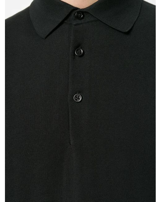 Aspesi Black Cotton Polo for men