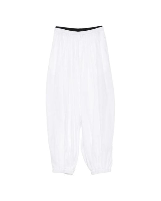 Maje White Elasticated-Waistband Oversize Trousers