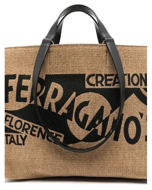 Ferragamo Black Medium Logo Tote Bag