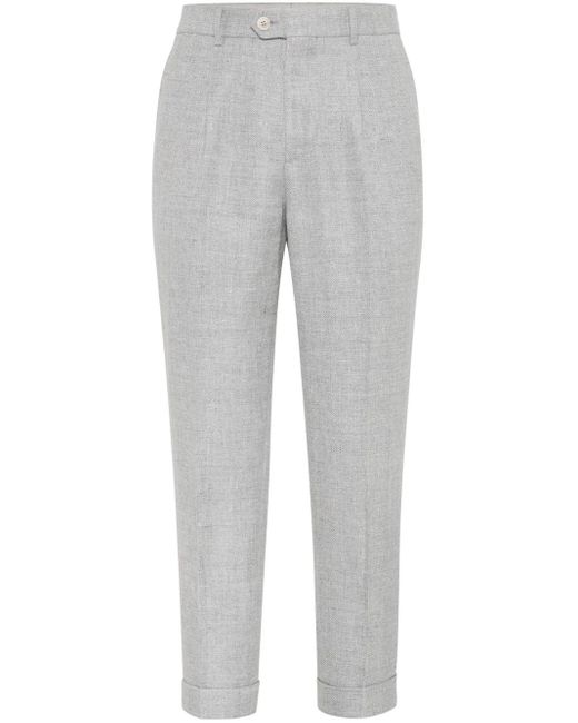 Brunello Cucinelli Gray Pressed-crease Chino Trousers for men