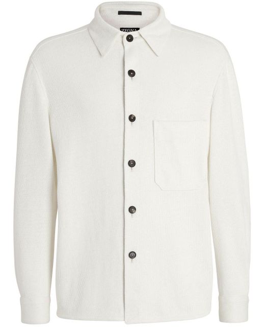Zegna Patch-pocket Linen Shirt Jacket in White for Men | Lyst