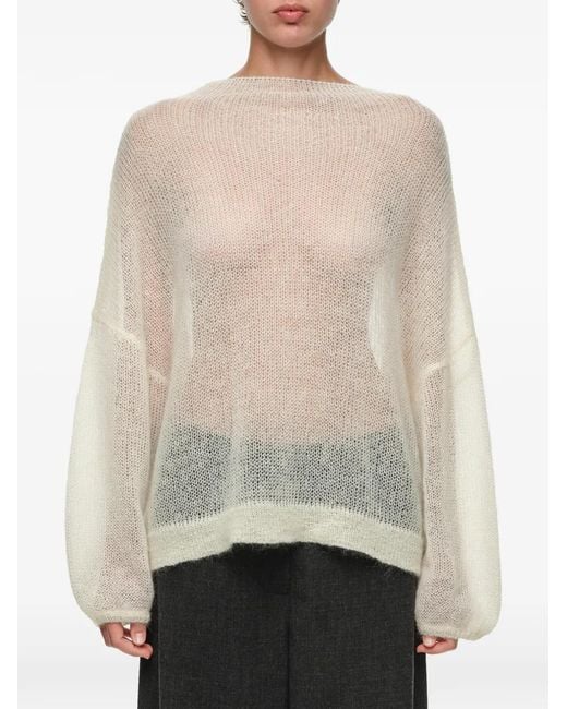 Bimba Y Lola Natural Pull En Mohair Ivoire À Col Montant