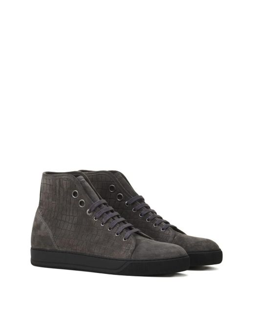 Lanvin Black Textured High-Top Sneakers for men