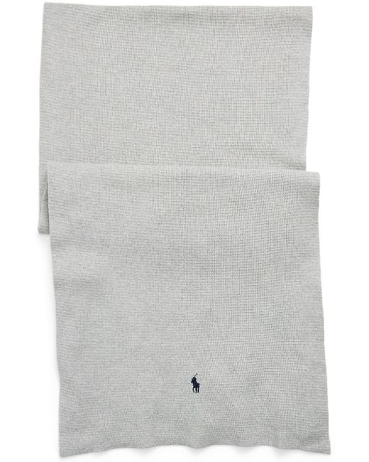 Polo Ralph Lauren Gray Polo Pony-embroidery Scarf for men
