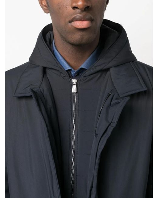 Corneliani Blue Spread-collar Hooded Jacket for men