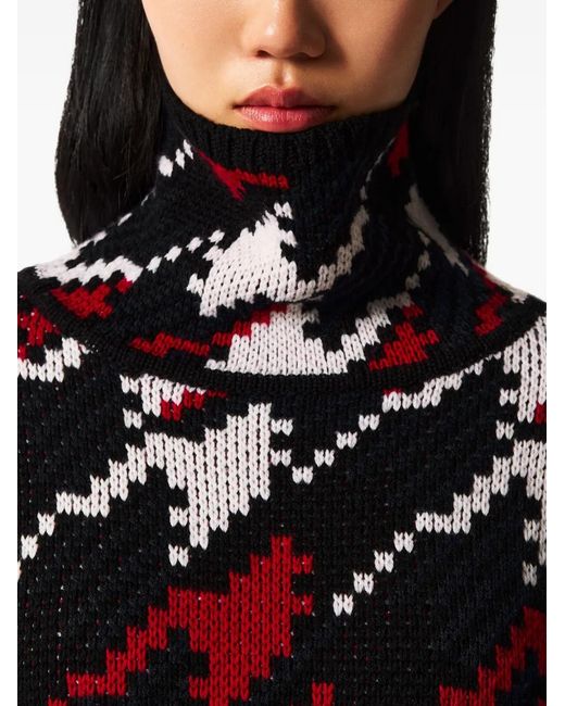 Perfect Moment Black Houndstooth Roll-Neck Sweater