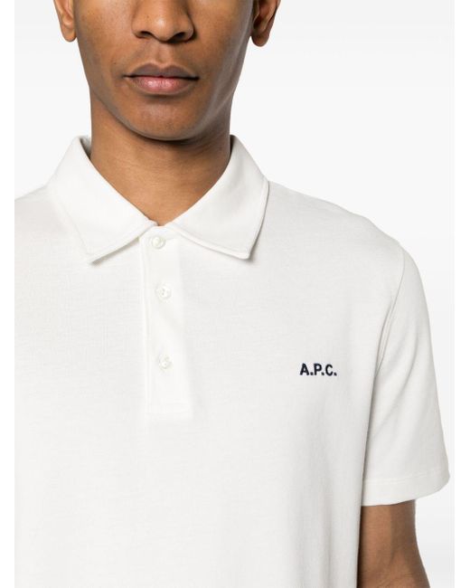 A.P.C. White Carter Cotton Polo Shirt for men