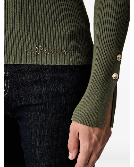 Guess Green Ribbed-Knit T-Shirt