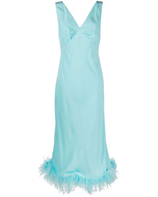RIXO London Sandrine Feather Trim Dress in Blue Lyst UK
