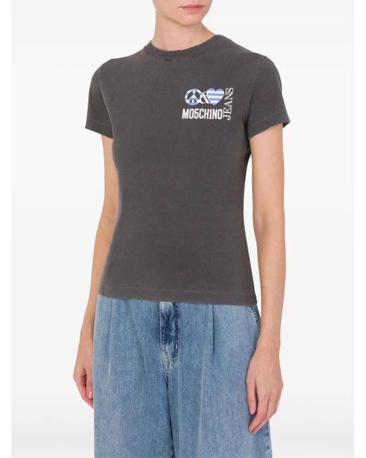 Moschino Gray Logo-Print T-Shirt