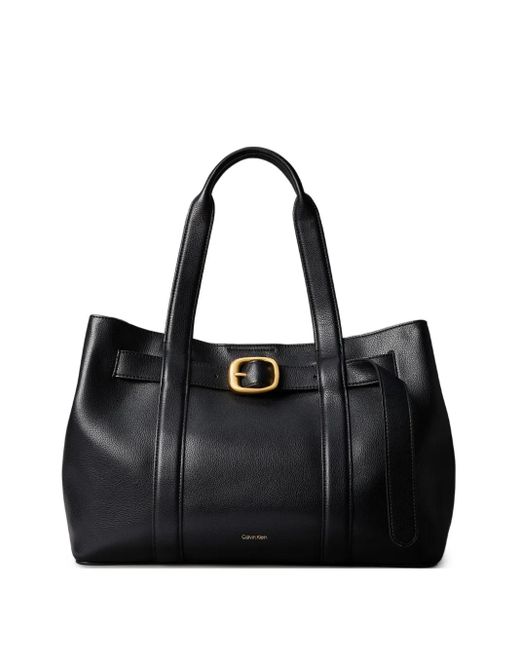 Calvin Klein Black Buckle-Detail Tote Bag